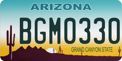 AZ license plate BGM0330