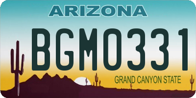 AZ license plate BGM0331