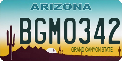 AZ license plate BGM0342