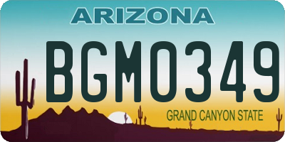 AZ license plate BGM0349