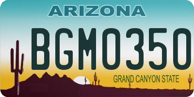 AZ license plate BGM0350