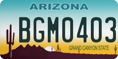 AZ license plate BGM0403