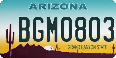 AZ license plate BGM0803