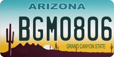 AZ license plate BGM0806