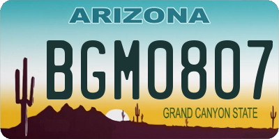AZ license plate BGM0807