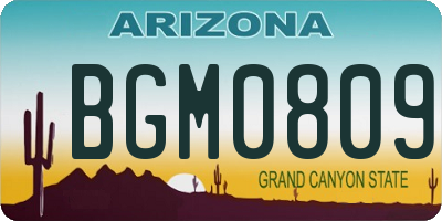 AZ license plate BGM0809