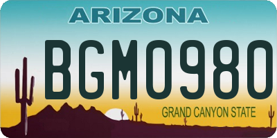 AZ license plate BGM0980