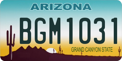 AZ license plate BGM1031