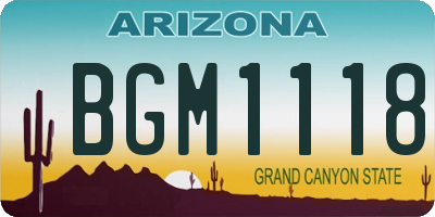 AZ license plate BGM1118