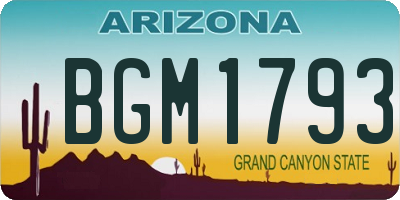 AZ license plate BGM1793