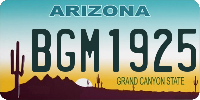 AZ license plate BGM1925