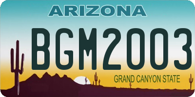 AZ license plate BGM2003