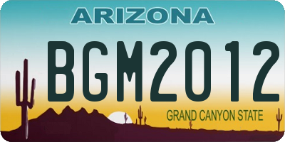 AZ license plate BGM2012