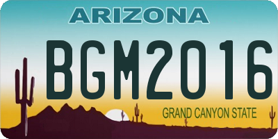 AZ license plate BGM2016