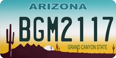 AZ license plate BGM2117
