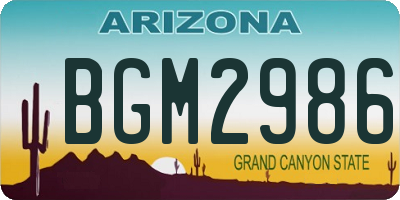 AZ license plate BGM2986