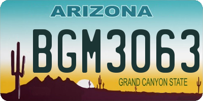 AZ license plate BGM3063