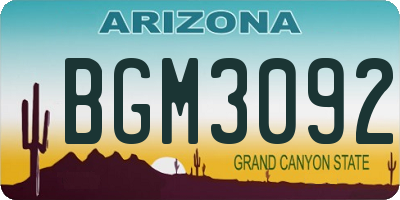 AZ license plate BGM3092