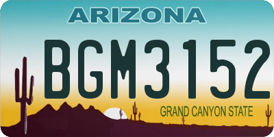 AZ license plate BGM3152