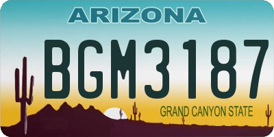 AZ license plate BGM3187