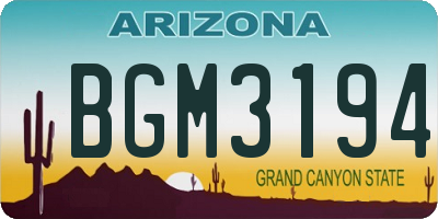 AZ license plate BGM3194