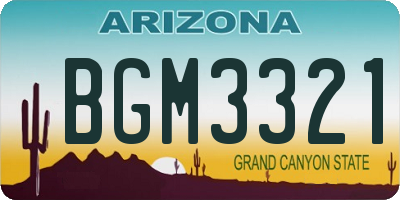 AZ license plate BGM3321