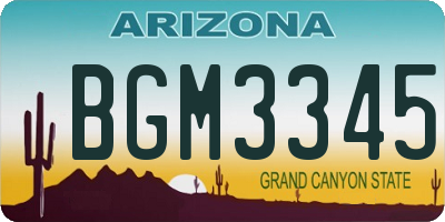 AZ license plate BGM3345
