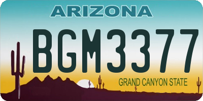 AZ license plate BGM3377