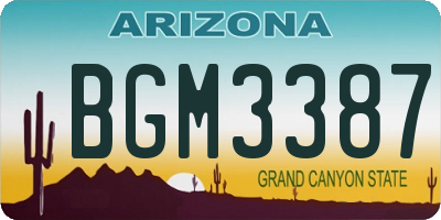 AZ license plate BGM3387