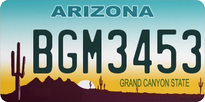 AZ license plate BGM3453