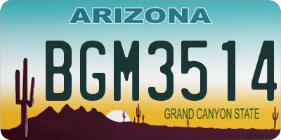 AZ license plate BGM3514