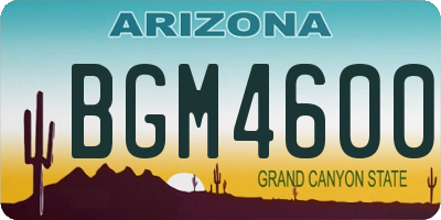 AZ license plate BGM4600