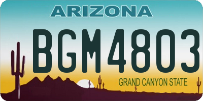 AZ license plate BGM4803