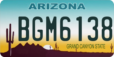 AZ license plate BGM6138