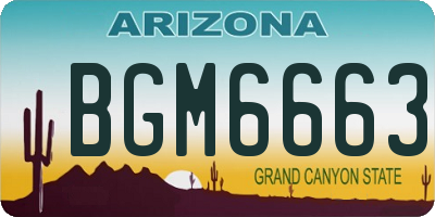 AZ license plate BGM6663