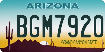 AZ license plate BGM7920
