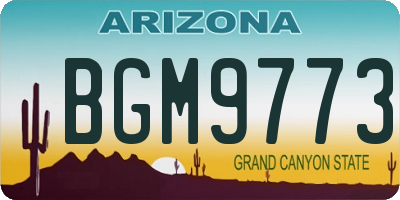 AZ license plate BGM9773