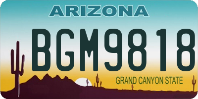 AZ license plate BGM9818