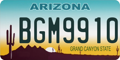 AZ license plate BGM9910