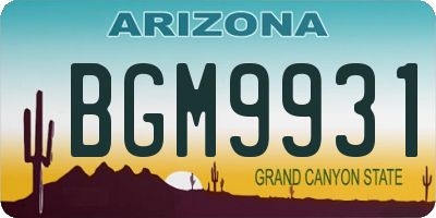 AZ license plate BGM9931