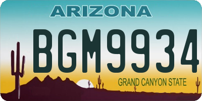 AZ license plate BGM9934