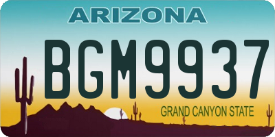 AZ license plate BGM9937