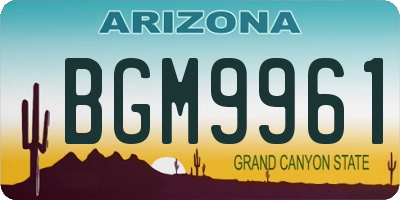 AZ license plate BGM9961