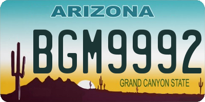 AZ license plate BGM9992