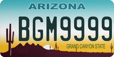 AZ license plate BGM9999