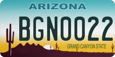 AZ license plate BGN0022