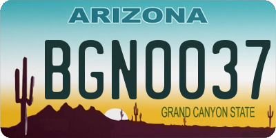 AZ license plate BGN0037