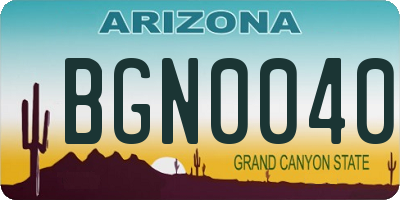 AZ license plate BGN0040