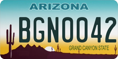 AZ license plate BGN0042