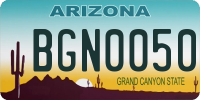 AZ license plate BGN0050